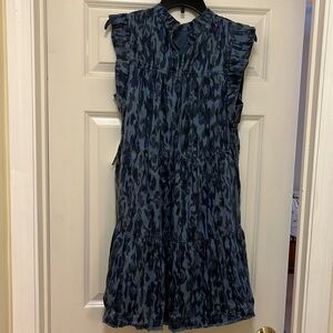 NWT Anthropologie Blue Camouflage Dress- Size S